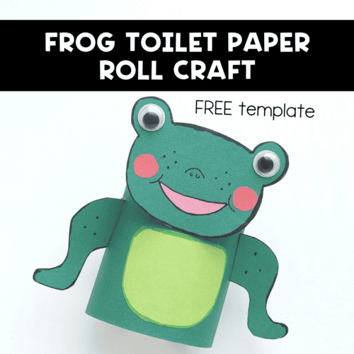 Example of cute frog toilet paper roll craft to feature this free printable template.