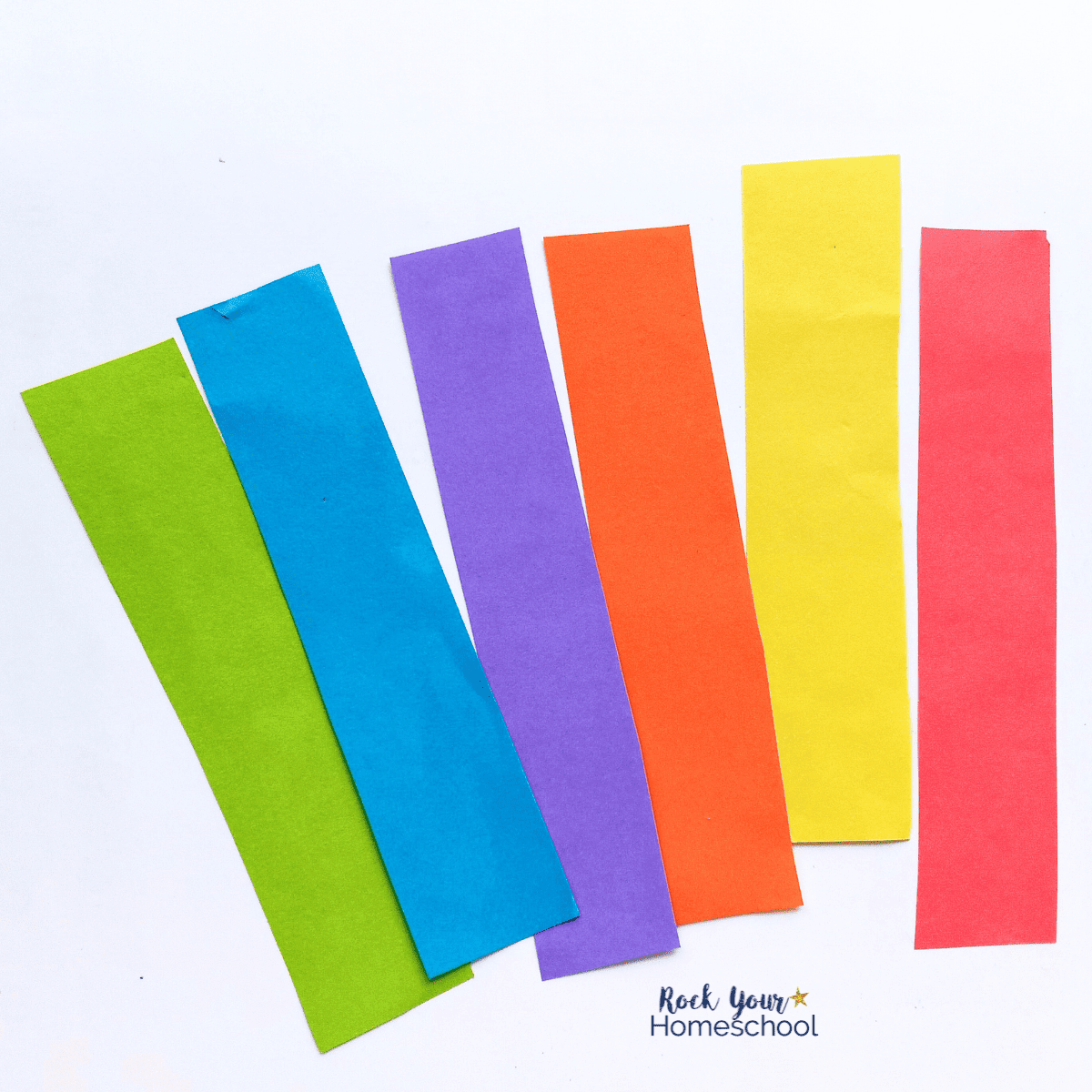 Rainbow of paper strips to make a caterpillar craft.