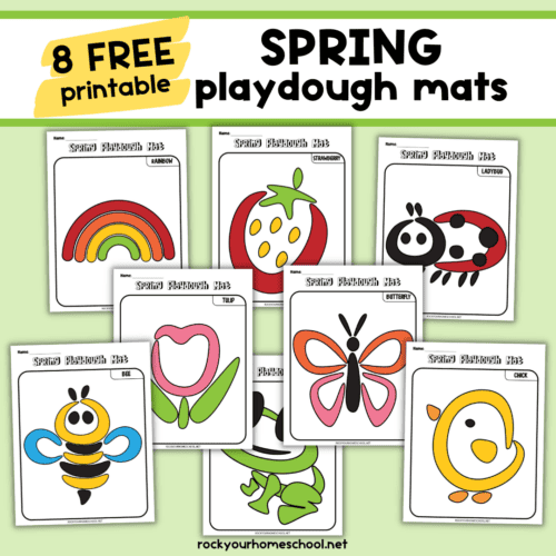 Examples of 8 free spring playdough mats.