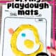 Woman holding dry erase sleeve with spring playdough mat featuring chick.