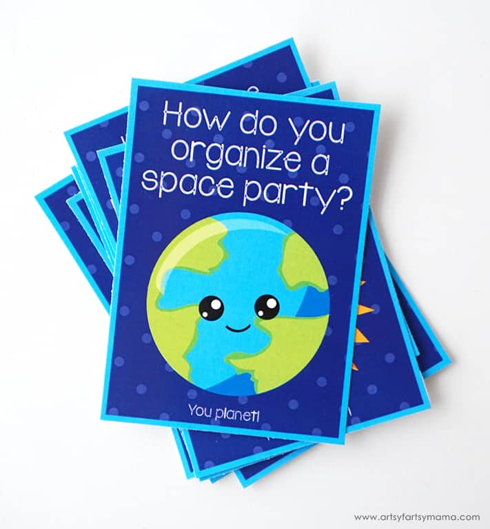 Cute outer space jokes cards.