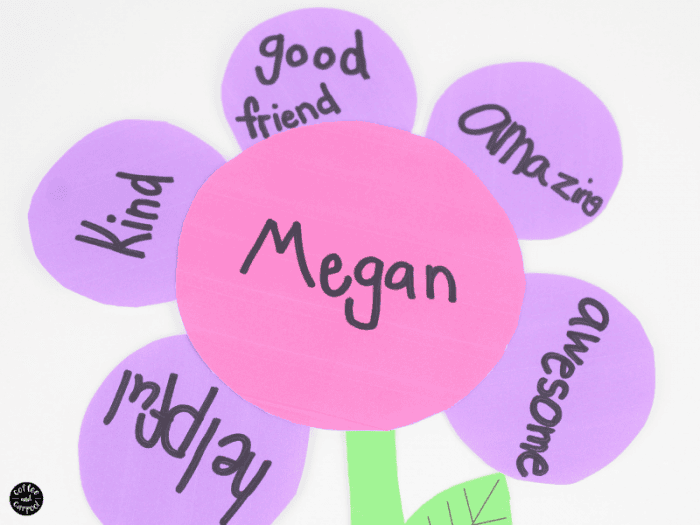 Example of flower kindness craft for kids.