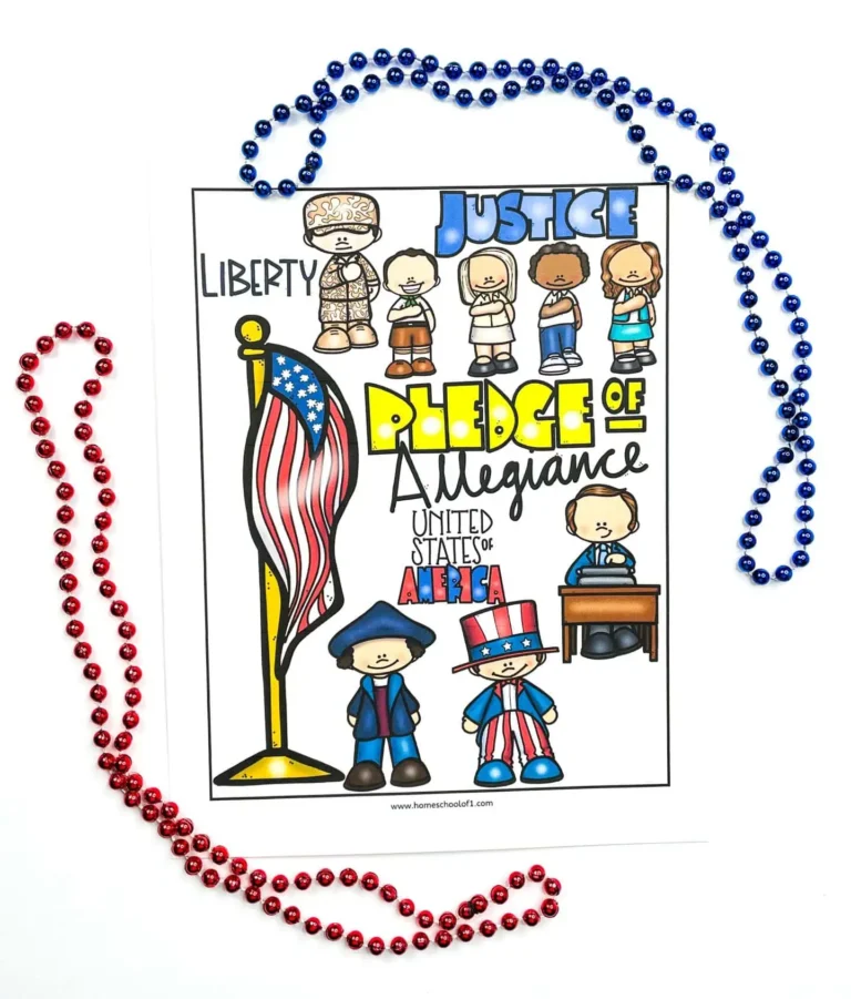 Example of Pledge of Allegiance worksheets.