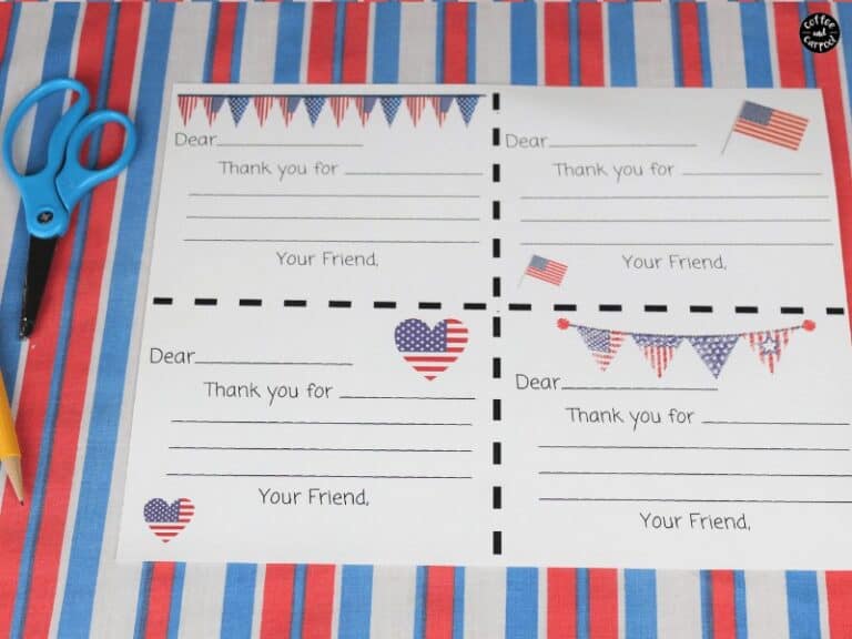 Two examples of free printable templates for letters to soldiers from kids.