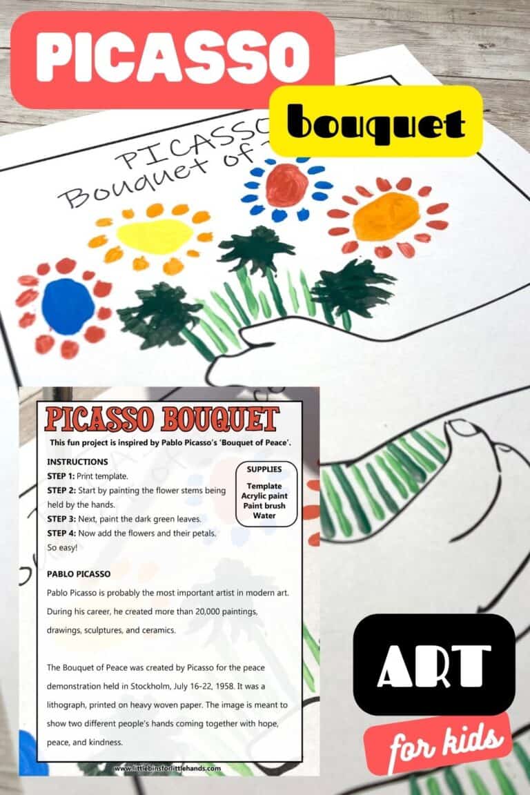 Free printable craft for Picasso Flowers for kids.