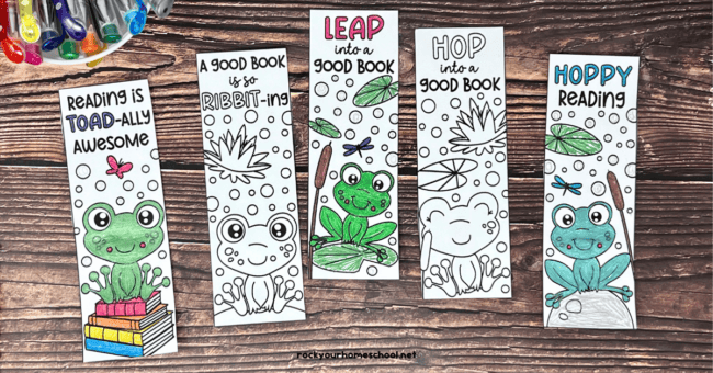 Frog Bookmarks to Color for DIY Reading Fun (Free)- Rock Your Homeschool