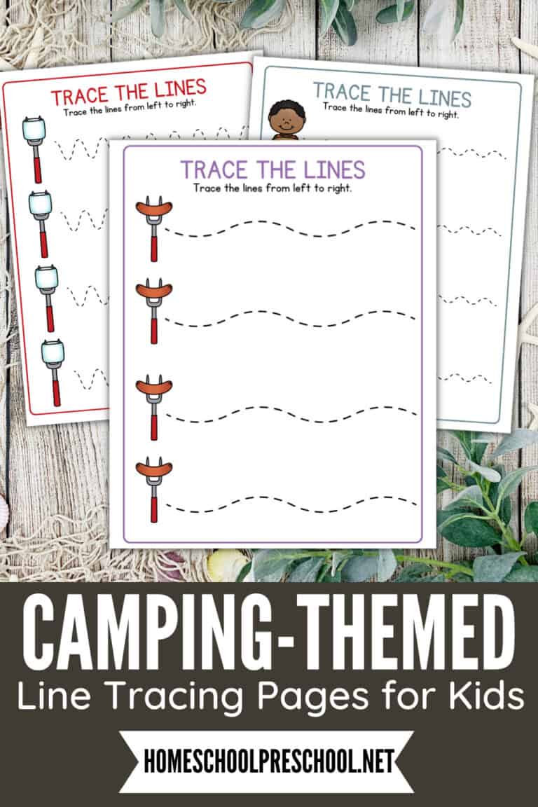 3 examples of camping tracing pages.