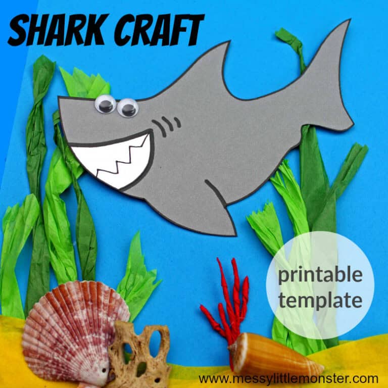 Example of free printable shark craft for kids.