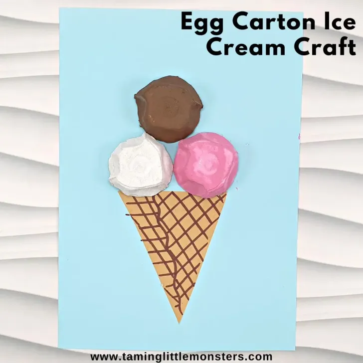 Example of egg carton ice cream craft for kids.