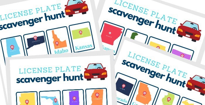 Examples of free printable license plate game.