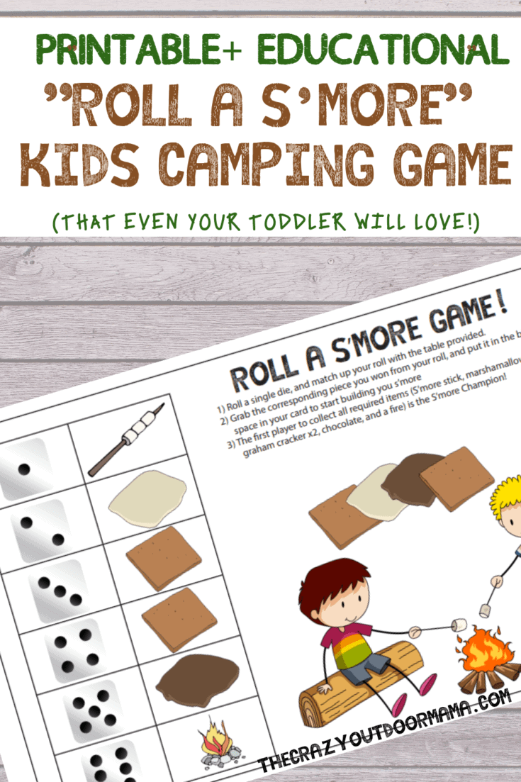 Example of Roll a S'more kids camping game.