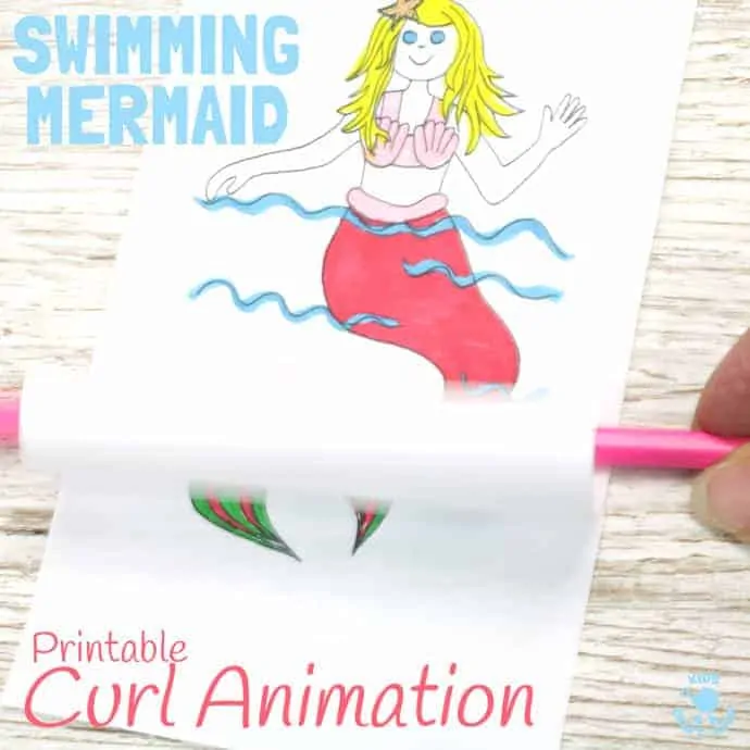 Curl animation swimming mermaid craft example.