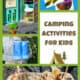 Examples of camping activities that kids will enjoy with DIY nature kit, nature color scavenger hunt, DIY binoculars, and bird nesting station.