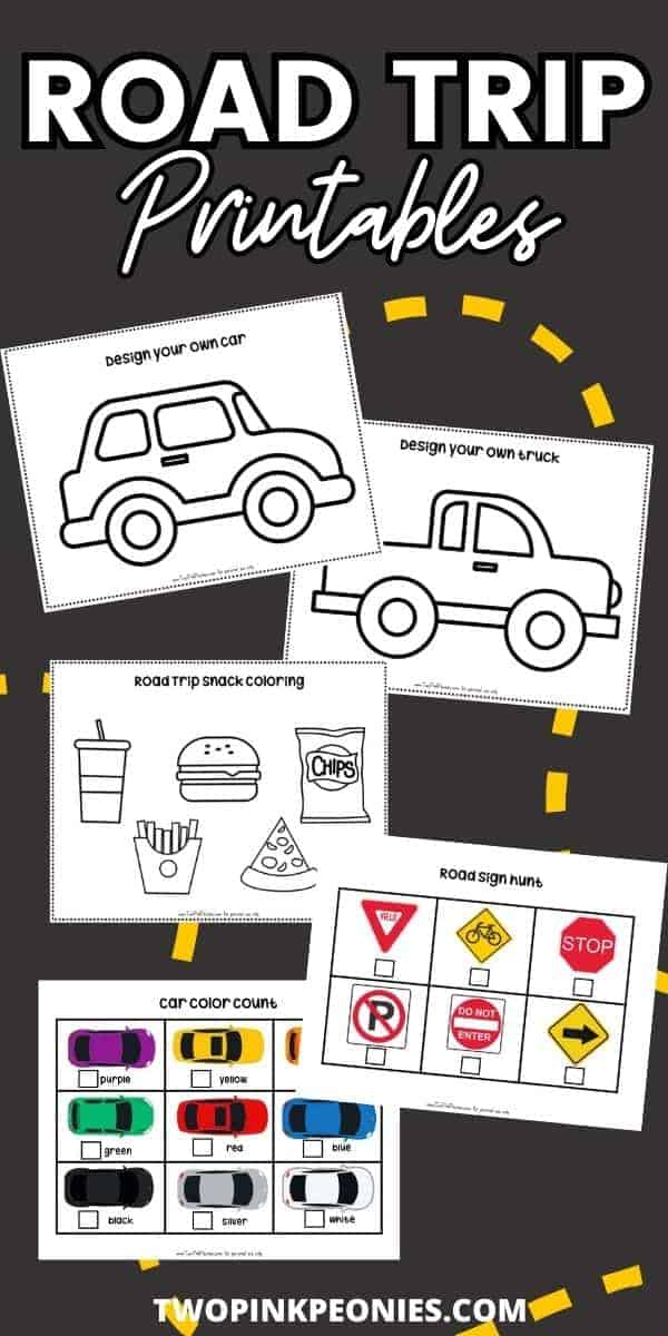 Examples of road trip printables for kids.