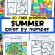 Four examples of free printable summer color by number pages.