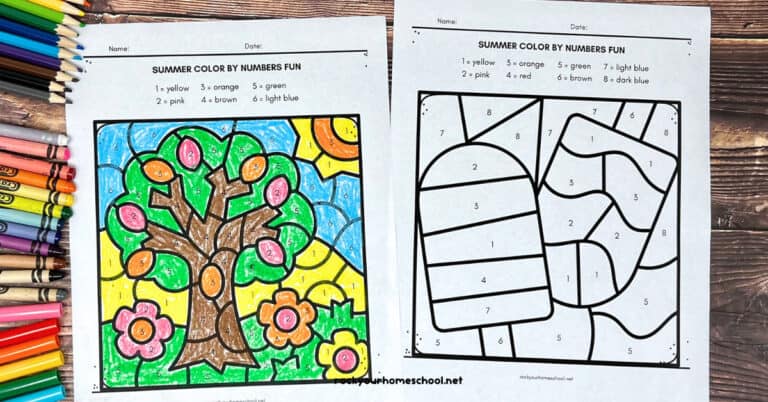 Summer Color By Number Printable Pages For Kids (10 Free)- Rock Your ...