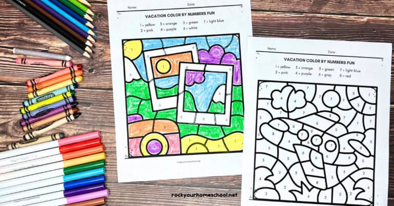 Vacation Coloring Sheets for Kids: Free Color by Number Set- Rock Your ...