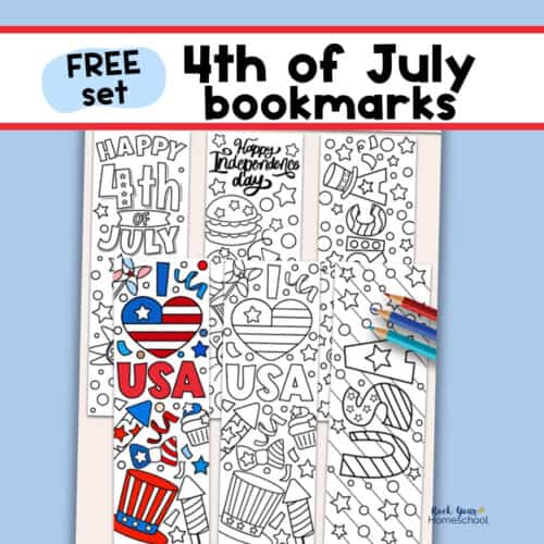 Examples of free printable 4th of July bookmarks to color.