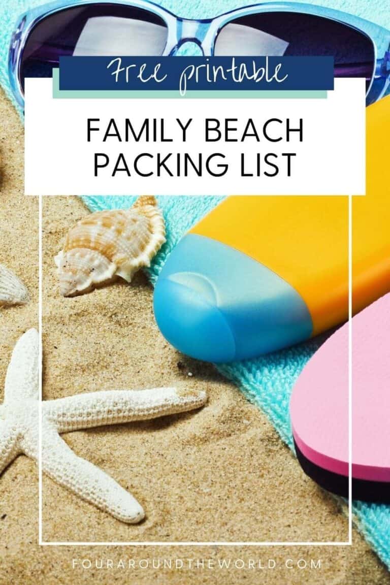Starfish and shells with beach supplies for this packing list.