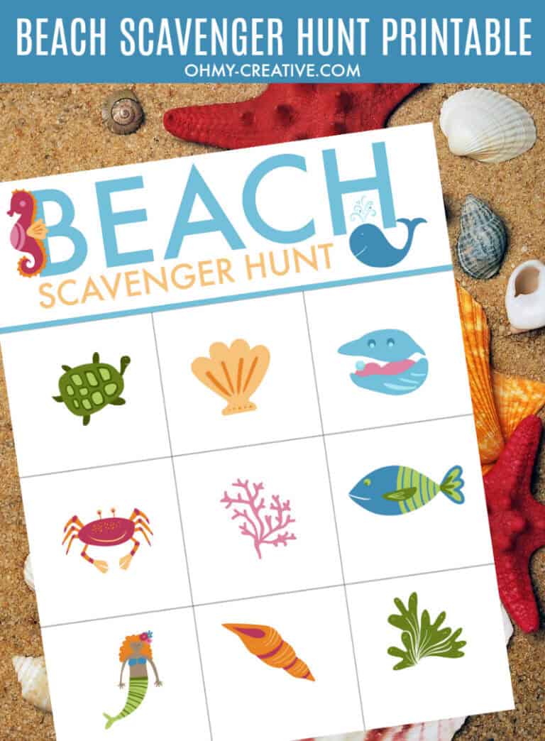 Example of simple beach scavenger hunt printable.