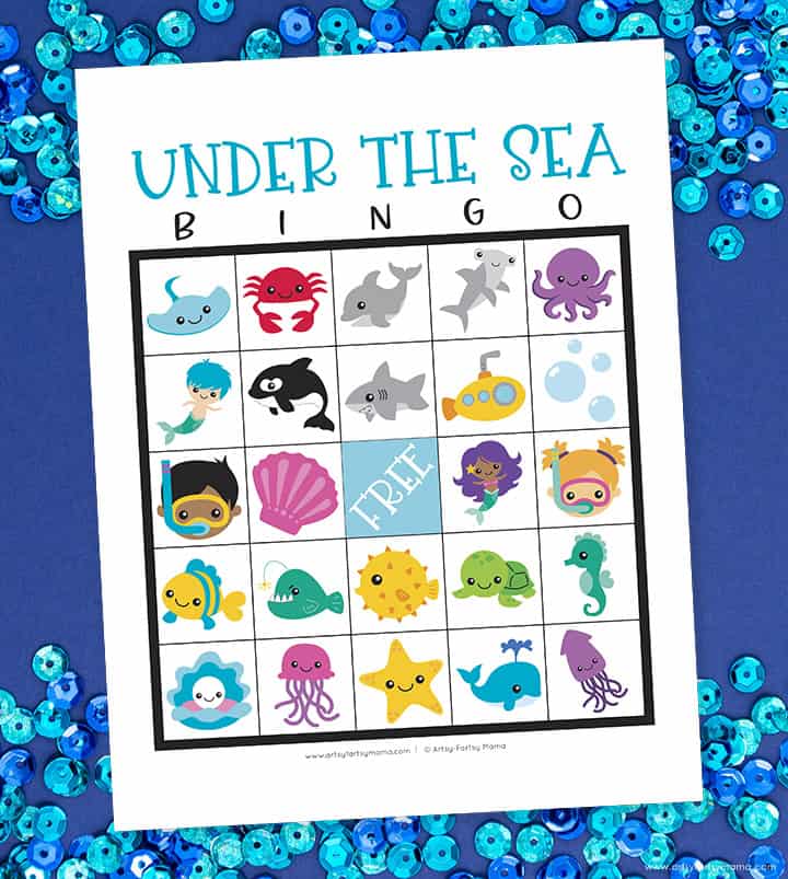 Example of under the sea bingo game card.