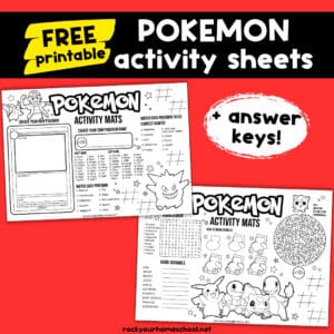 Two examples of Pokemon activity sheets.