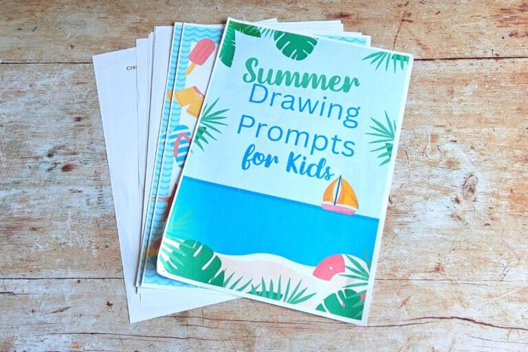 Examples from summer drawing prompts printable pack.