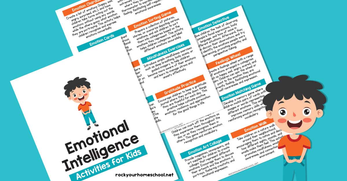 Examples of printables for emotional intelligence activities for kids.