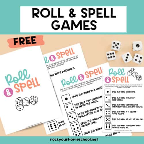 Pages from roll and spell games with dice.