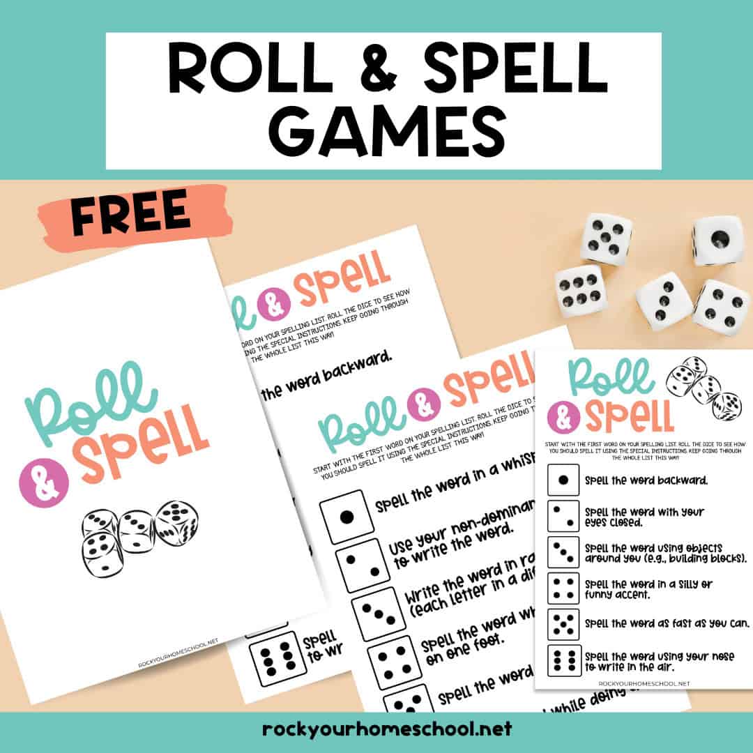 Pages from roll and spell games with dice.