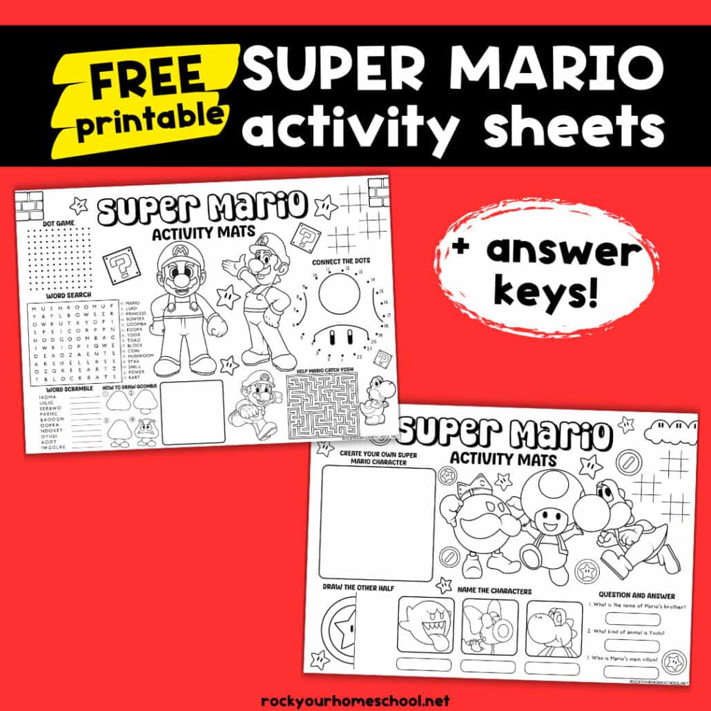 Super Mario Activity Sheets - Rock Your Homeschool