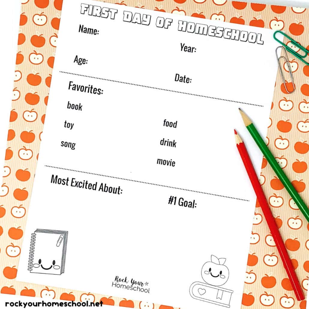First Day of Homeschool Printables for Fun Keepsakes (Free)