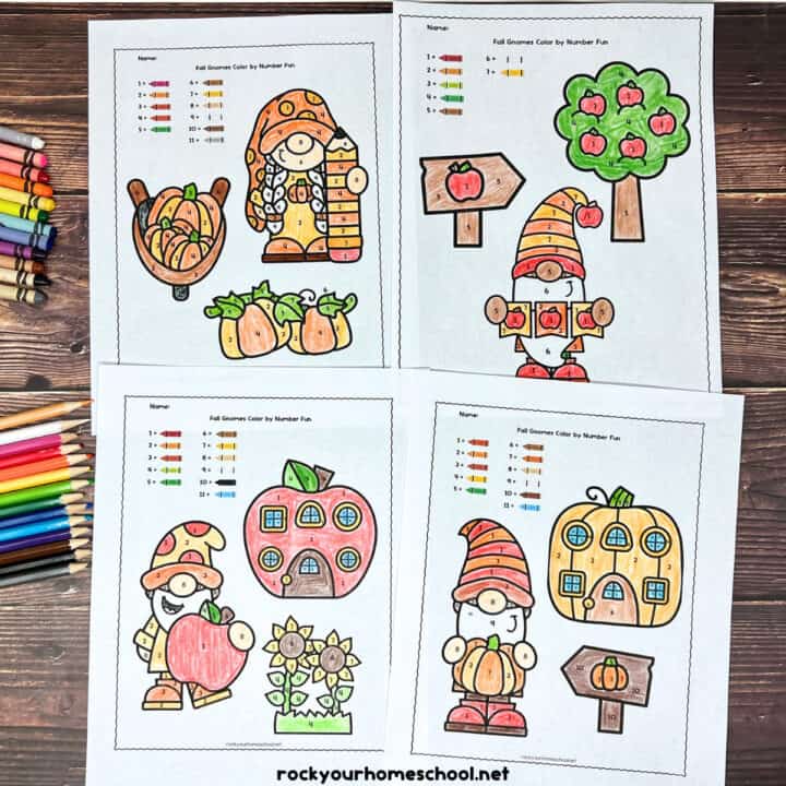 Gnomes Math Color By Number Fall Gnome Color by Number Pages for Autumn Fun (Free)- Rock Your ...