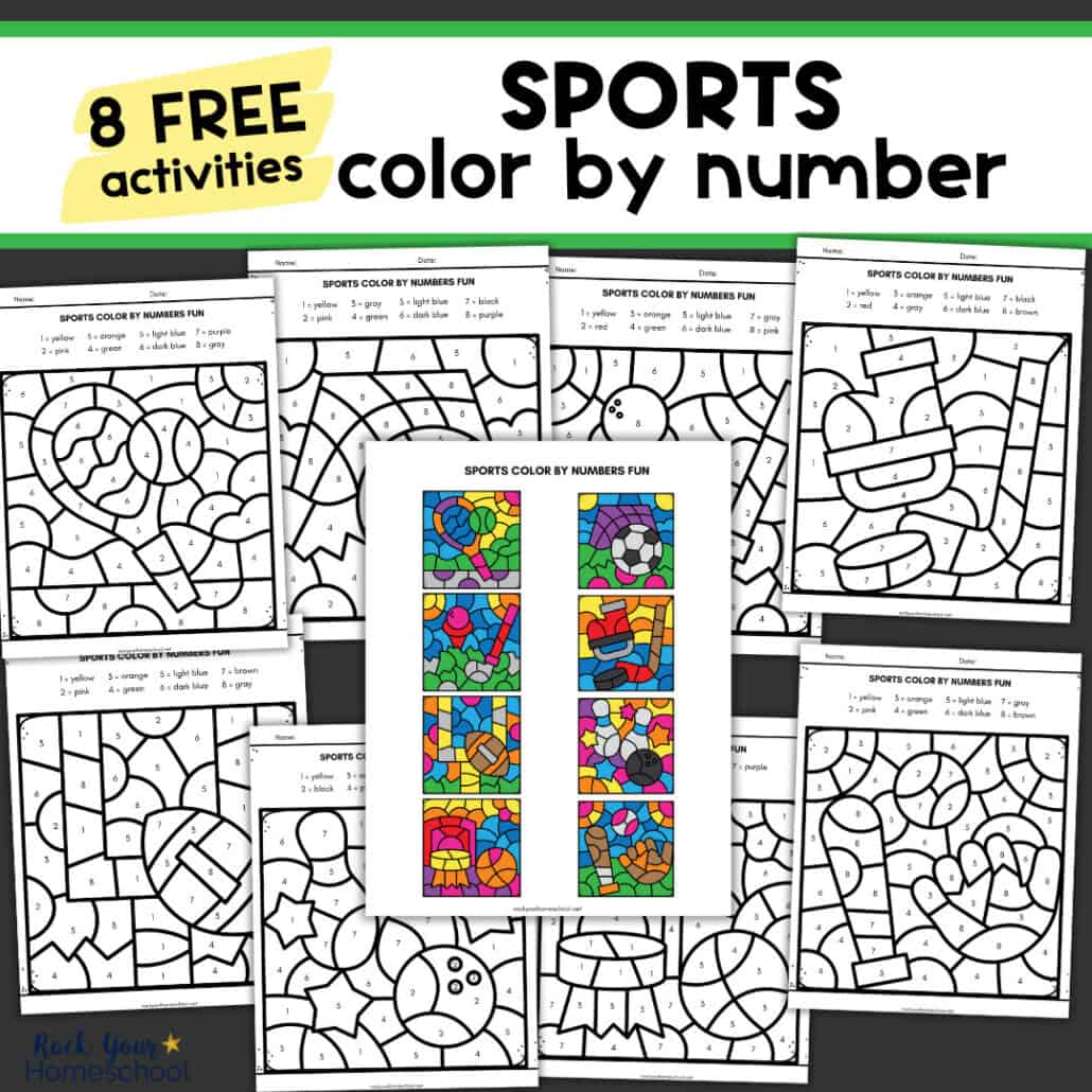 Sports Color by Number Pages - Rock Your Homeschool