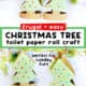 Four examples of toilet paper roll crafts featuring Christmas tree shapes.