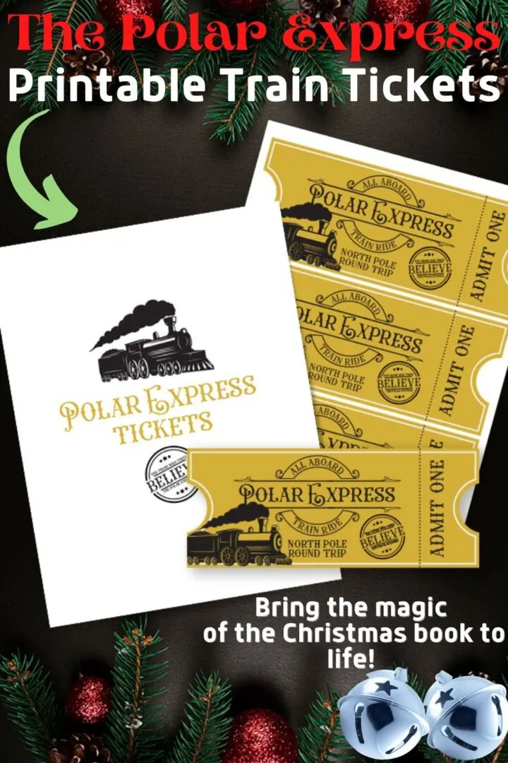 3 examples of free printable Polar Express train tickets.