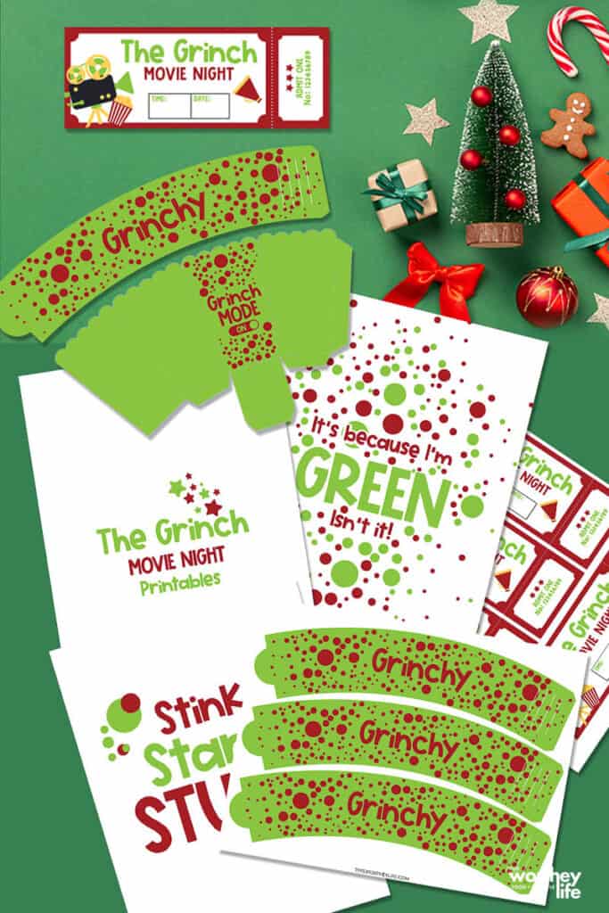 Examples of The Grinch movie printables.