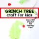 Paper plate with fork, red, green, and brown paint and example of Grinch tree craft.