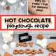 Glass bowls with flour, corn starch, cream of tartar, cocoa powder, salt, and vegetable oil and ball of hot chocolate playdough with cookie cutters, marshmallows, and in letters of H O T C O C O A.