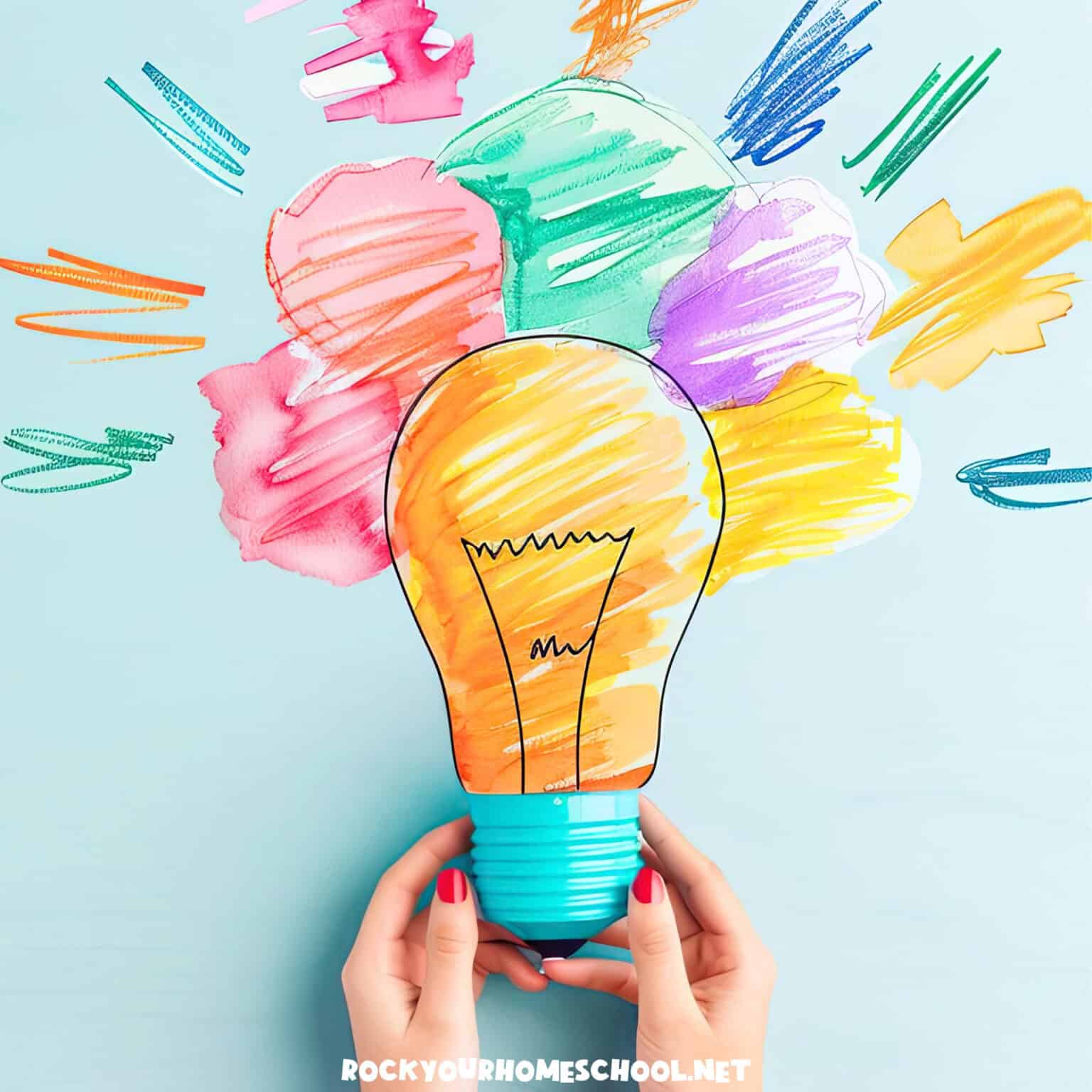 Woman holding paper lightbulb to feature why homeschool mindset matters.
