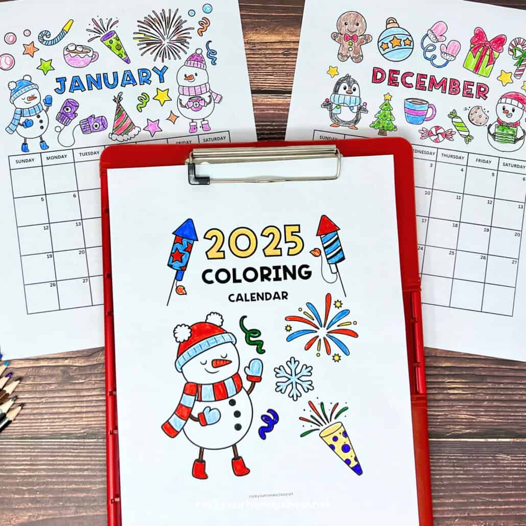 2025 Coloring Calendar Rock Your Homeschool