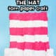 Example of Cat in the hat torn paper craft in red, white, and light blue.