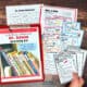 Create & Celebrate Dr. Seuss Activity Kit for kids cover with woman holding STEM project cards and examples of crafts, challenges, and games in background.