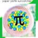 Example of yellow, blue, and green paper plate suncatcher craft for Pi Day.