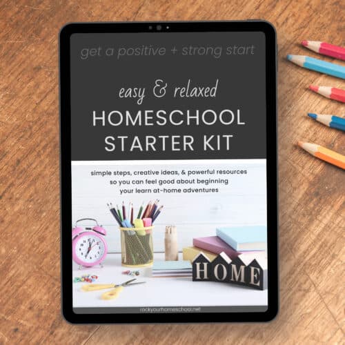 Easy & Relaxed Homeschool Starter Kit cover on tablet.