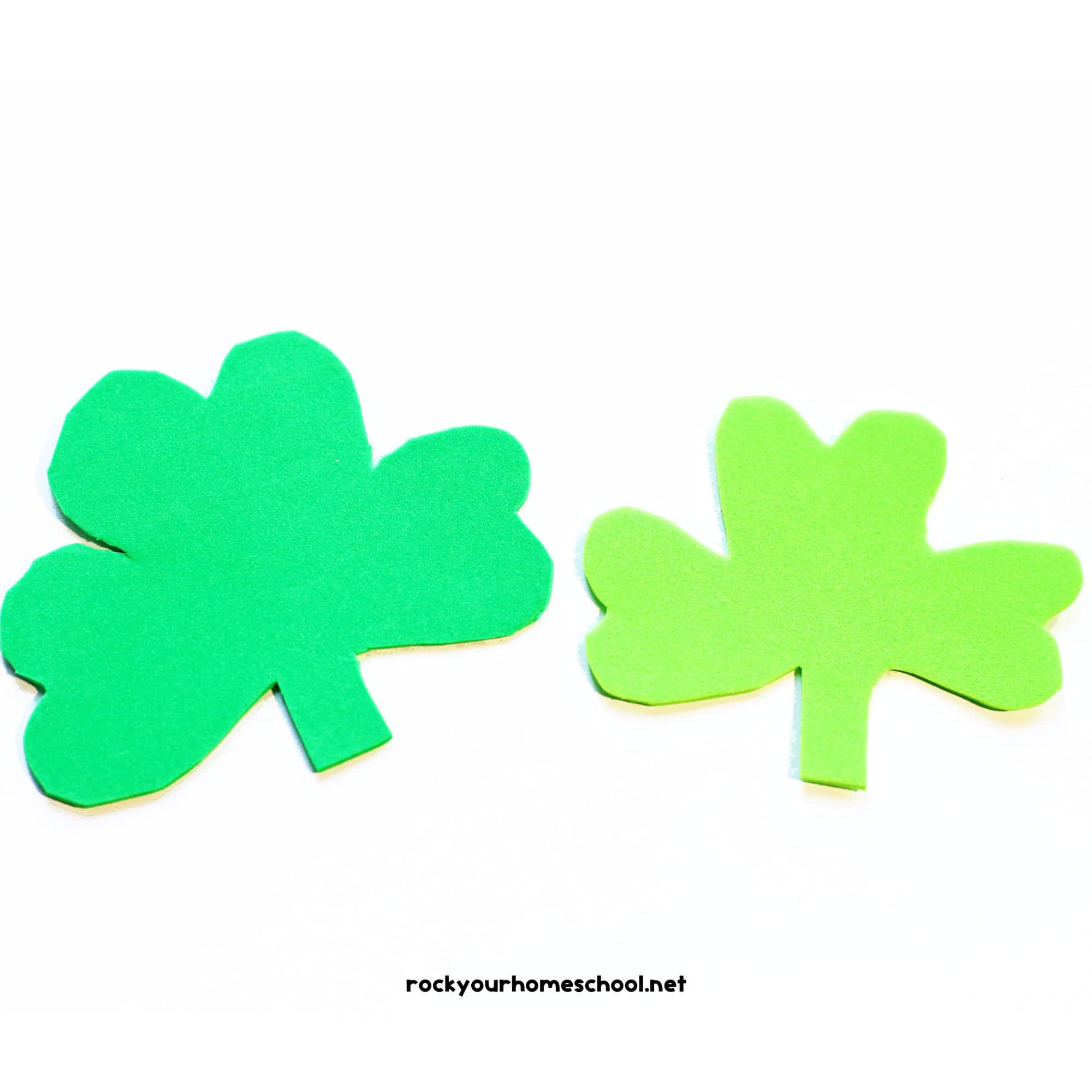 Two foam shamrocks.