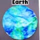 Example of blue and green coffee filter Earth craft on black construction paper.