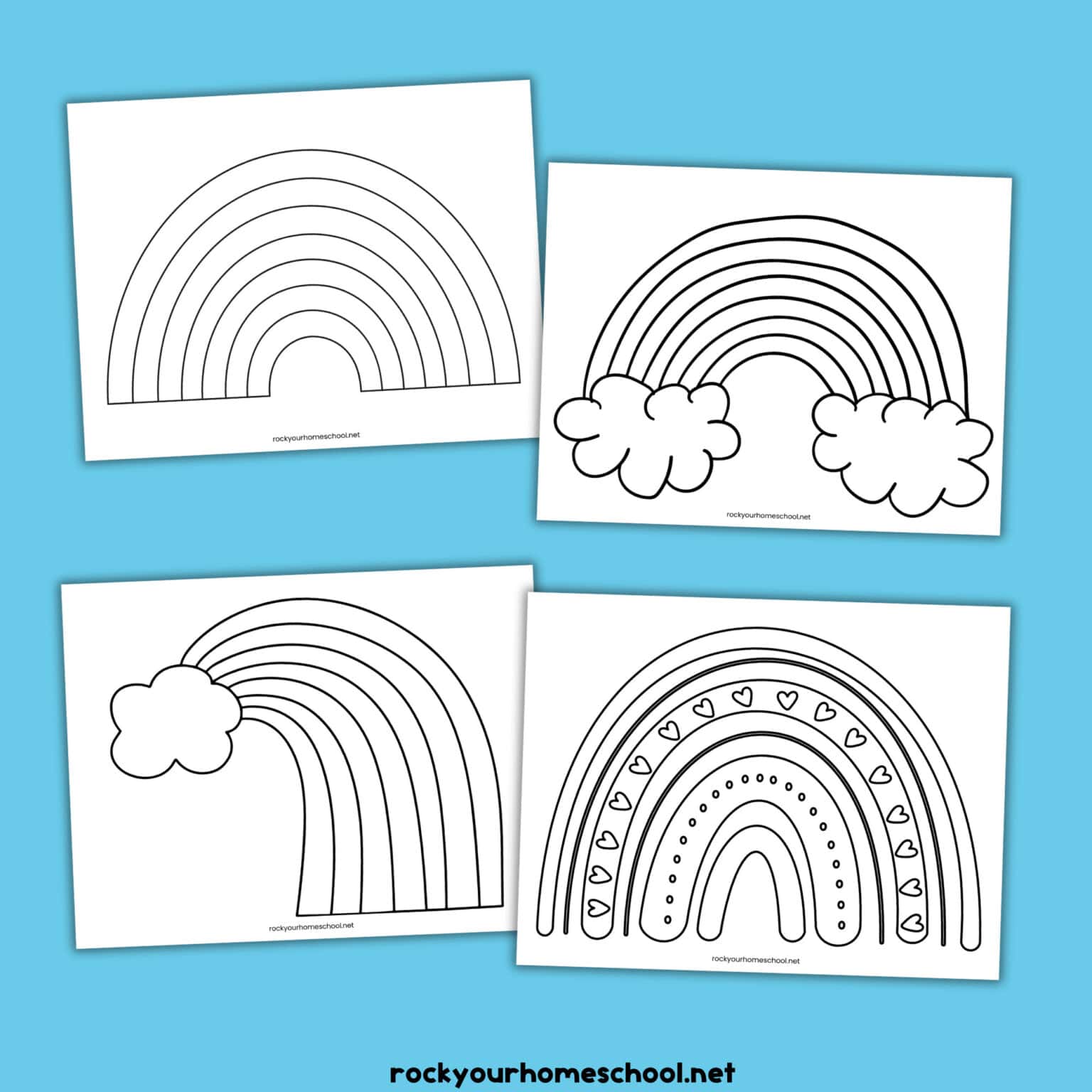 Four printable rainbow templates.