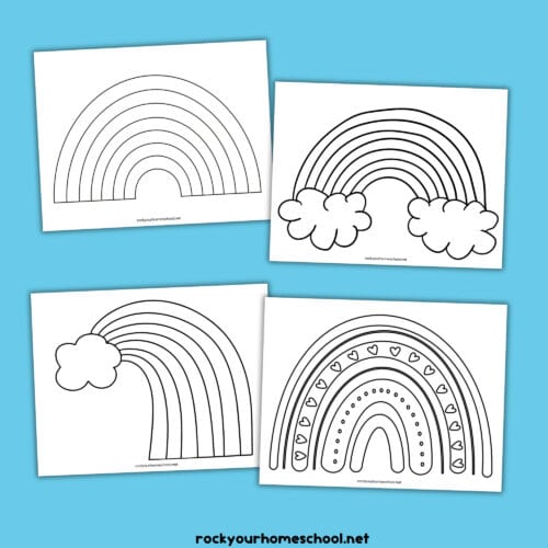 Four printable rainbow templates.