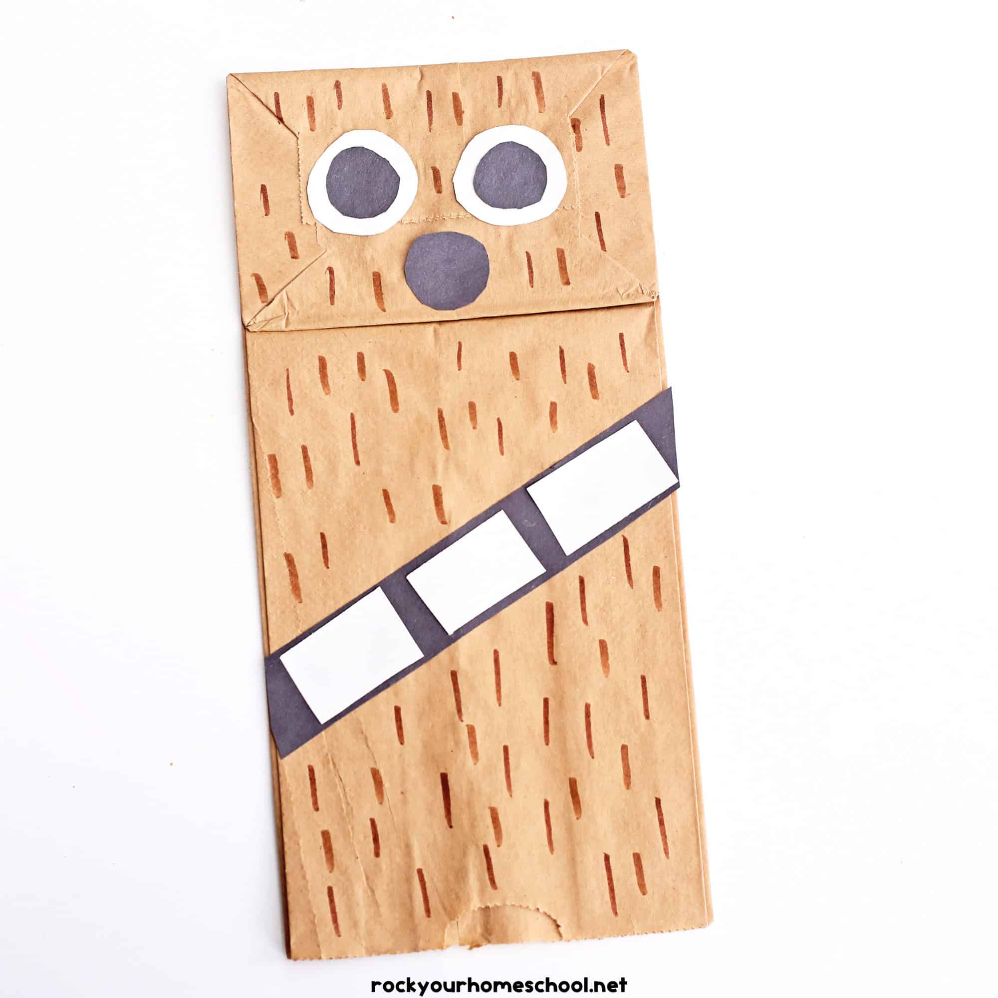 Example of Chewbacca paper bag puppet craft.